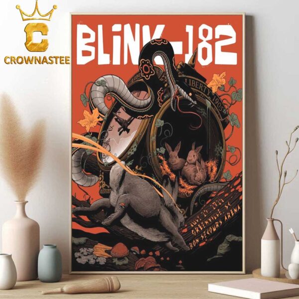 Blink-182 At Bon Secours Wellness Arena In Greenville South Carolina One More Time Tour 2024 On July 29th Home Decor Poster Canvas