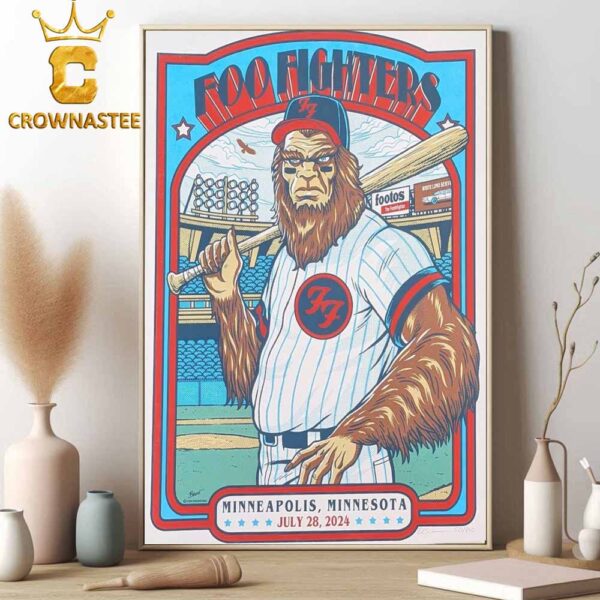 Foo Fighters Tour 2024 At Minneapolis Target Field Minneapolis Minnesota On July 28th Home Decor Poster Canvas