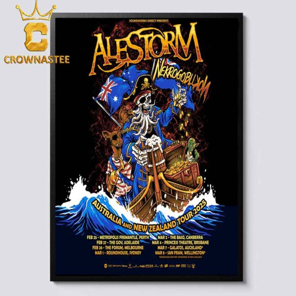 Alestorm Australian And New Zealand Tour 2025 From February 25th To March 8th Home Decor Poster Canvas