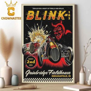 Blink-182 At Gainbridge Fieldhouse Indianapolis Indiana 2024 One More Time Tour On August 2nd Home Decor Poster Canvas