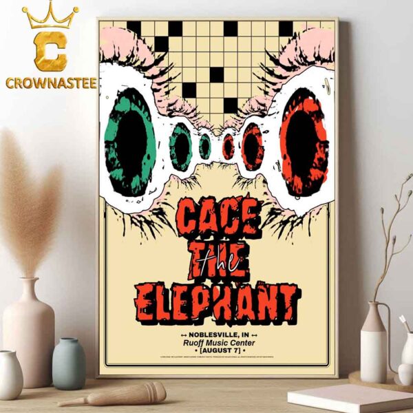 Cage The Elephant In Noblesville Indiana At Ruoff Music Center 2024 Tour On August 7th Home Decor Poster Canvas