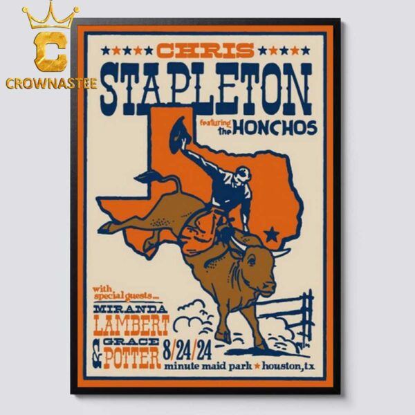 Chris Stapleton And The Honchos In Houston Texas 2024 On August 24 Home Decor Poster Canvas