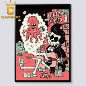 Dirty Heads Jacksonville Oregon 2024 On August 20th Skeleton And Octopus Home Decor Poster Canvas