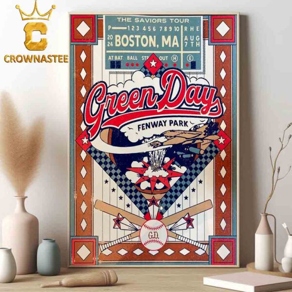 Green Day At Fenway Park Boston MA 2024 The Savior Tour On August 2024 Home Decor Poster Canvas