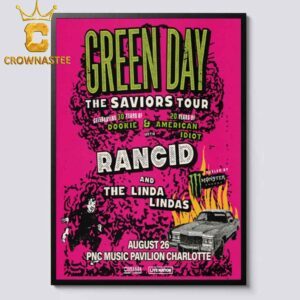 Green Day At PNC Music Pavilion In Charlotte NC 2024 On August 26th Home Decor Poster Canvas