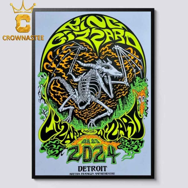 King Gizzard And The Lizard Wizard In Detroit Michigan 2024 At Aretha Franklin Amphitheatre On August 23 Home Decor Poster Canvas