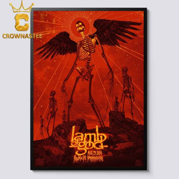 Lamb Of God Red Rocks Amphitheatre 2024 On August 29th Ashes Of The Wake 20 Years Home Decor Poster Canvas