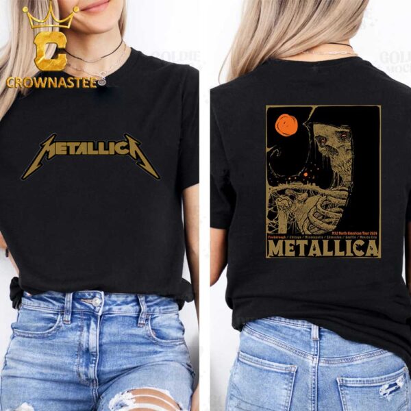 Metallica At Foxborough Massachusetts M72 World Tour 2024 North America Tour Two Sided T-Shirt