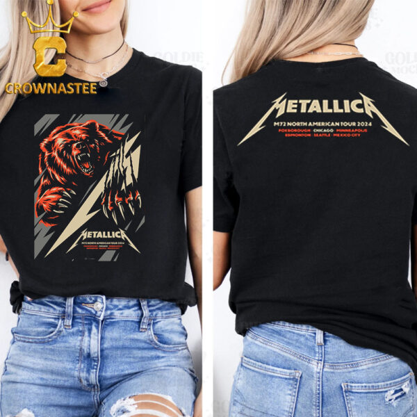 Metallica At Soldier Field Chicago Illinios 2024 M72 World Tour On August 9th Two Sided T-Shirt