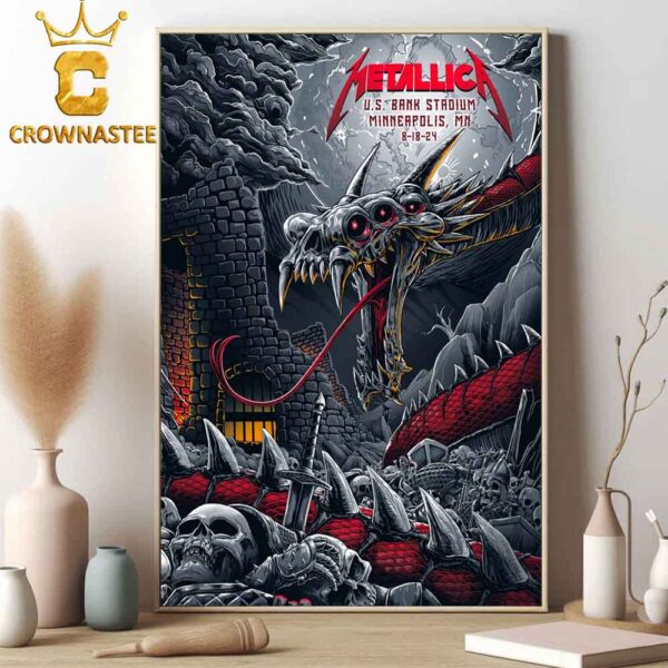 Metallica In Minneapolis MN At US Bank Stadium Day 2 2024 On August 16th M72 World Tour North America Home Decor Poster Canvas