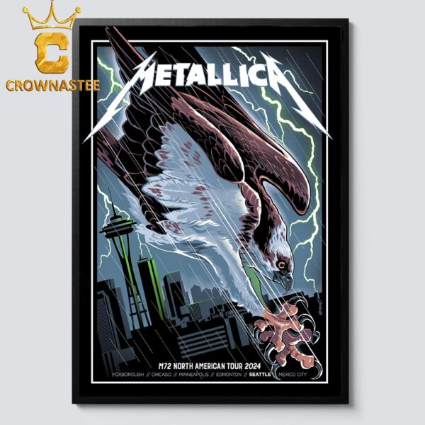 Metallica In Seattle Washington 2024 At Lumen Field On August 30 And 31 M72 World Tour North America Home Decor Poster Canvas