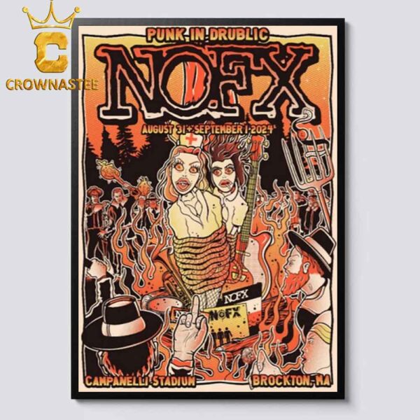 NOFX In Brockton Massachusetts 2024 At Campanelli Stadium On September 1 Home Decor Poster Canvas