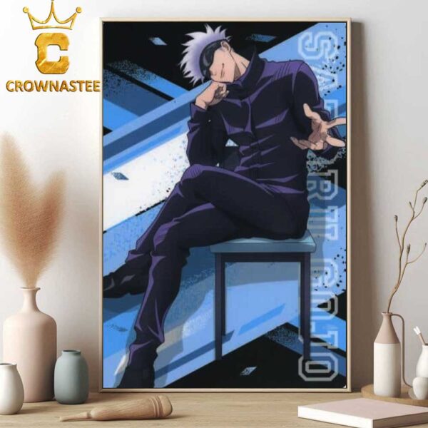 New Poster Jujutsu Kaisen JJK Sitting On Chair Series Satoru Gojo Home Decor Poster Canvas