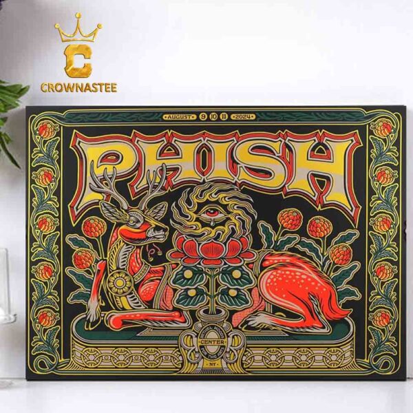 Phish The Bethel Woods Center For The Arts New York 2024 From August 9 To 11 Gold Edition Home Decor Poster Canvas