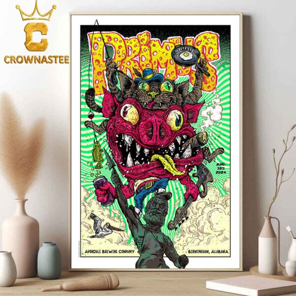 Primus In Birmingham Alabama 2024 At Avon Brewing Company Summer Tour On August 18th Home Decor Poster Canvas