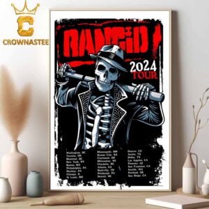 Rancid Bo Knows Skele Tim NA Tour 2024 Tour Date Schedule Home Decor Poster Canvas