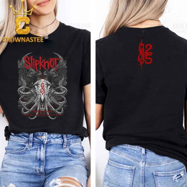 Slipknot At Bank Of New Hampshire Pavilion Gilford NH 2024 25th Anniversary Here Come The Pain Tour On August 14th Two Sided T-Shirt