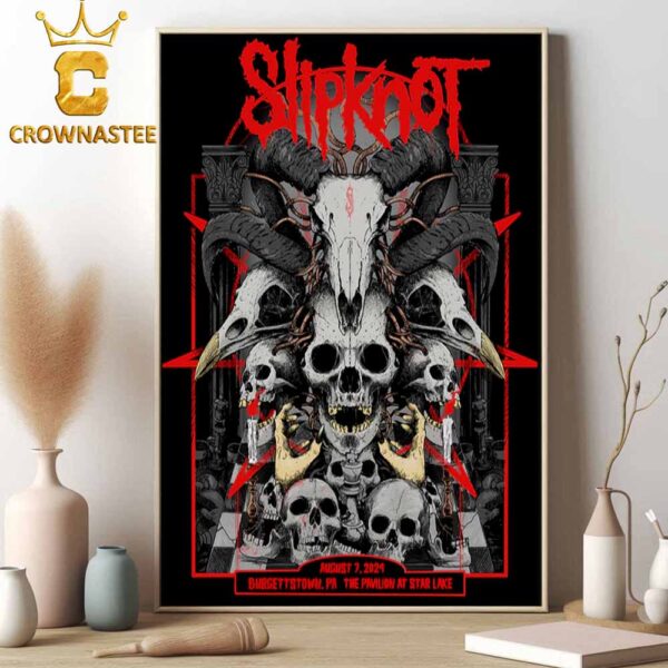 Slipknot At Burgettstown PA 2024 25th Anniversary Here Comes The Pain Tour On August 7th Home Decor Poster Canvas