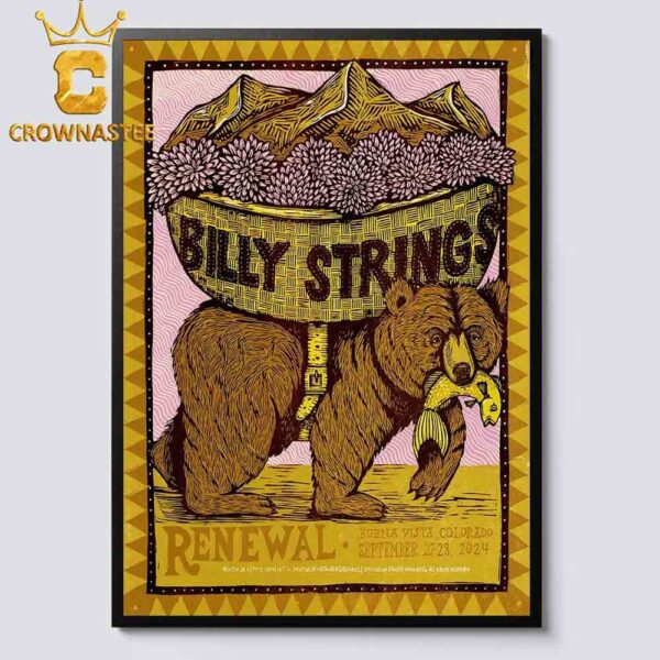 Billy Strings Buena Vista CO 2024 Renewal Festival On September 27 And 28 Home Decor Poster Canvas