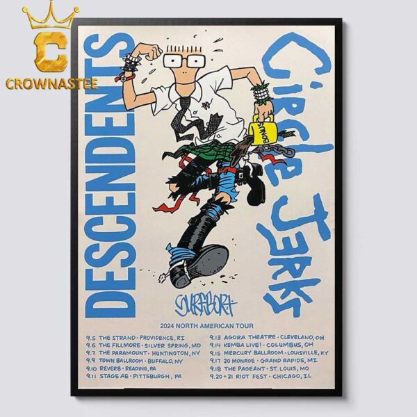 Circle Jerks Band And Descendents And Surfbort 2024 North American Tour September Tour Dates Home Decor Poster Canvas