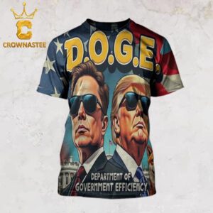 Elon Musk And Donald Trump Department Of Government Efficiency Doge All Over Print T-Shirt