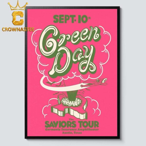 Green Day Austin Texas 2024 Germania Insurance Amphitheater On September 10th Home Decor Poster Canvas