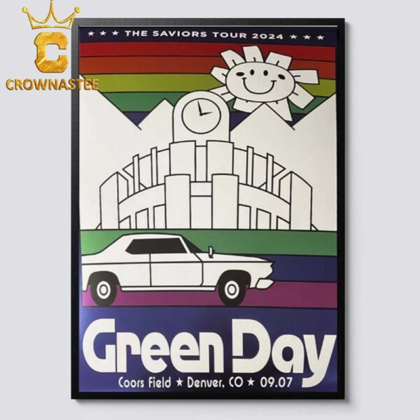 Green Day Denver CO 2024 At Coors Field On September 7th The Saviors Tour Home Decor Poster Canvas