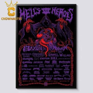 Hells Heroes Festival Houston Texas 2025 At White Music Hall From March 20 To 22 Line Up  Home Decor Poster Canvas