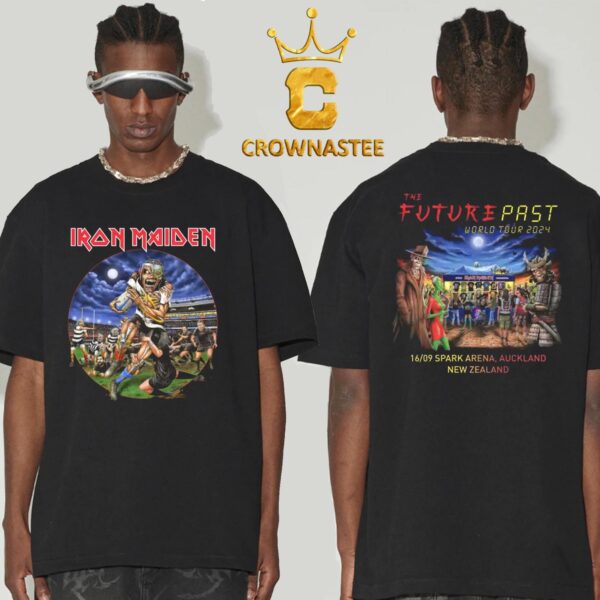 Iron Maiden New Zealand 2024 The Future Past World Tour At Spank Arena Auckland Two Sided T-Shirt