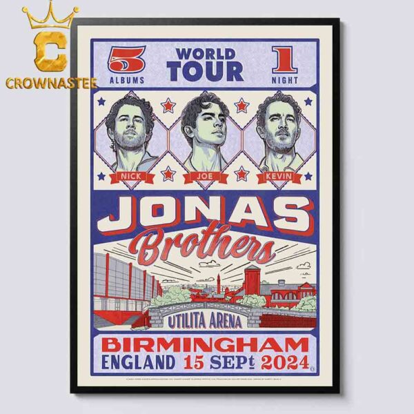 Jonas Brothers Birmingham England 2024 Utilita Arena UK And Europe Tour On September 15th Home Decor Poster Canvas