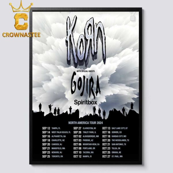 Korn North American Fall Tour 2024 With Gojira Tour Dates Schedule Calendar Home Decor Poster Canvas