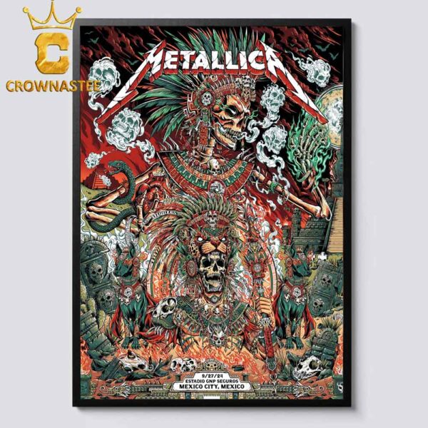 Metallica M72 World Tour Mexico City 2024 Estadio GNP Seguros On September 27th Home Decor Poster Canvas