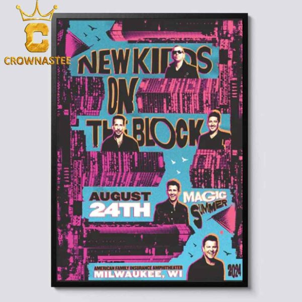 New Kids On The Block American Family Insurance Amphitheater 2024 At Milwaukee WI On August 24th Home Decor Poster Canvas