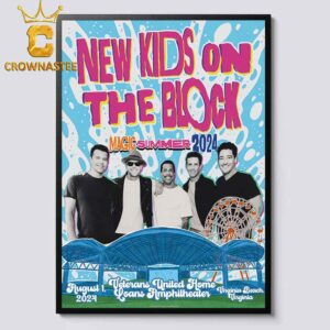 New Kids On The Block Veterans United Home Loans Amphitheater 2024 At Virginia Beach VA On August 1 Home Decor Poster Canvas