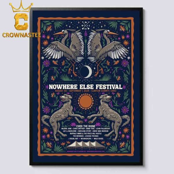 Nowhere Else Festival Clinton Ohio On August 30th And September 1st 2024 Home Decor Poster Canvas