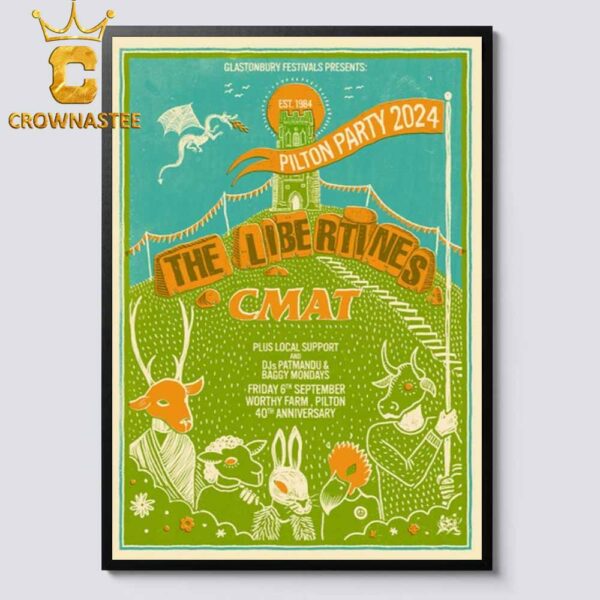 The Libe Rtines CMAT Glastonbury Festivals Present Pilton Party 2024 Worthy Farm Pilton 40th Anniversary On September 6th Home Decor Poster Canvas