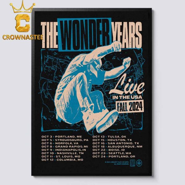 The Wonder Years Band Fall 2024 Tour Dates Live In USA Schedule Home Decor Poster Canvas