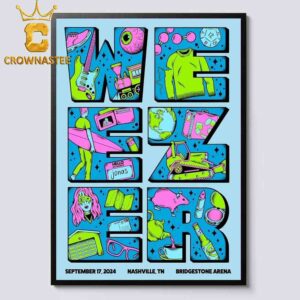 Weezer Nashville TN 2024 Bridgetone Arena On September 17th Home Decor Poster Canvas