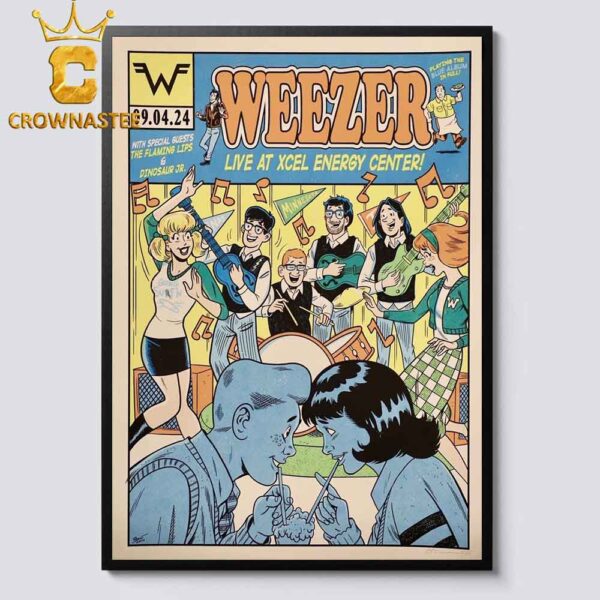 Weezer Saint Paul Minnesota 2024 At Xcel Energy Center On September 4th Home Decor Poster Canvas