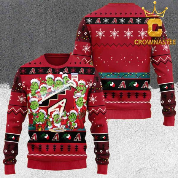 Arizona Diamondbacks MLB 12 Grinch Holiday Ugly Christmas Sweater