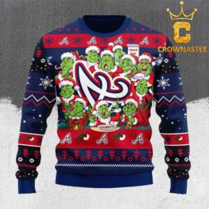 Atlanta Braves MLB 12 Grinch Holiday Christmas Ugly Sweater