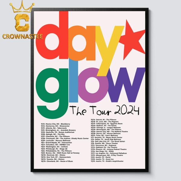 Dayglow The Tour North America 2024 Dates Rainbow Home Decor Poster Canvas