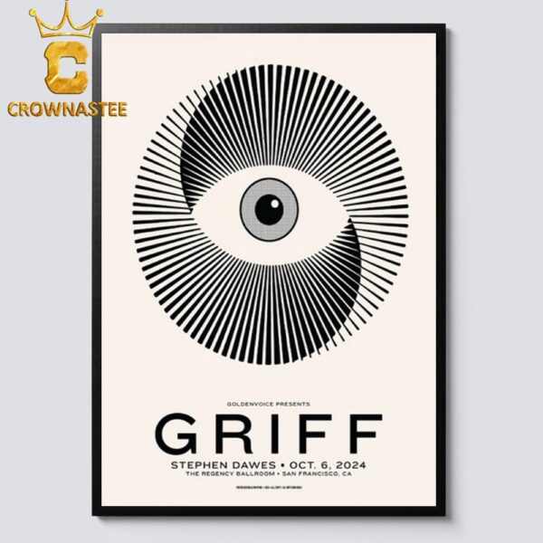 Griff San Francisco CA 2024 The Regency Ballroom Stephen Dawes On October 6th Home Decor Poster Canvas