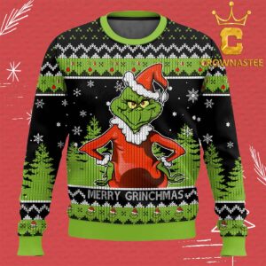 Grinch Funny Holiday Ugly Christmas Black Green Sweater