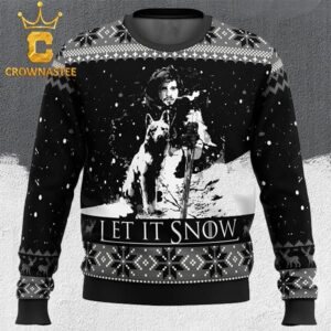 Game Of Thrones Jon Snow Let It Snow With Dog Ugly Christmas Holiday Sweater