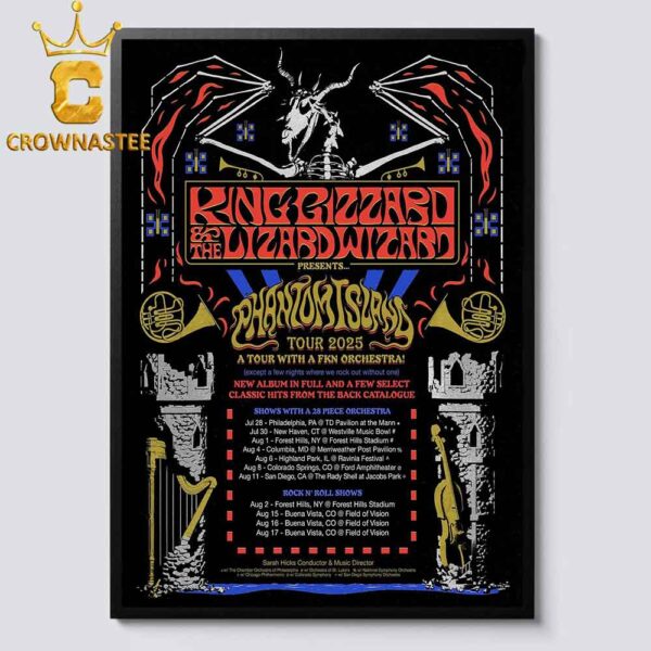 King Gizzard And The Lizard Wizard Phantom Island Tour 2025 Dates Home Decor Poster Canvas