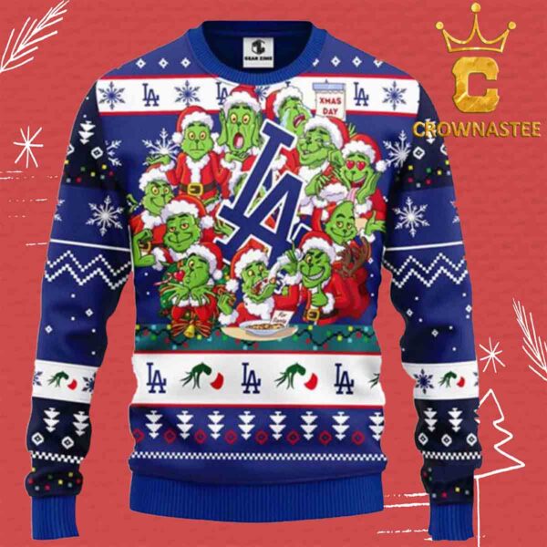 Los Angeles Dodgers MLB 12 Grinch Holiday Christmas Ugly Sweater