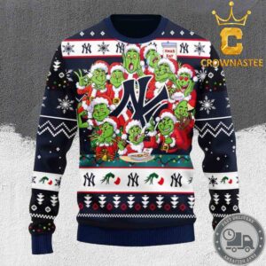 New York Yankees MLB 12 Grinch Christmas Holiday Ugly Sweater