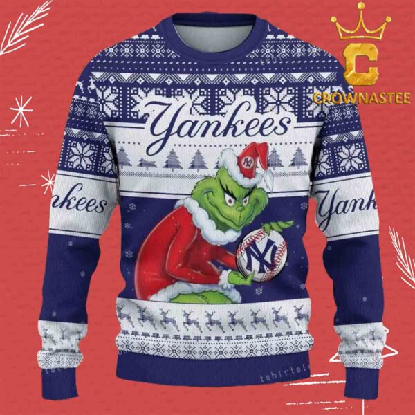 New York Yankees MLB Grinch Christmas Holiday Ugly Sweater