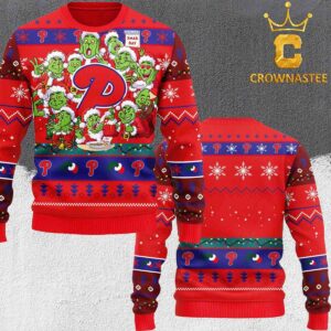 Philadelphia Phillies MLB 12 Grinch Holiday Christmas Ugly Sweater